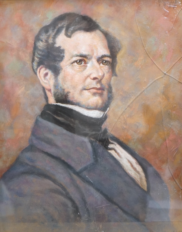 Wichert, Portrait of Carl Deinhard Parker, London, 1809-1850, signed and dated 1957, pastel, plaque to the mount, 58 x 46cm, glass cracked